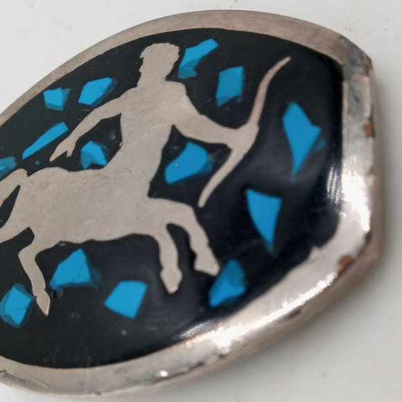 Sagittarius Belt Buckle Astrology Zodiac Sign Turquoise Chips Archer November - Picture 7 of 11